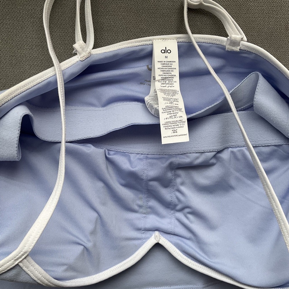 Alo Yoga Airbrush Refined Bra Tank Light Provence Blue/White M - Picture 15 of 16